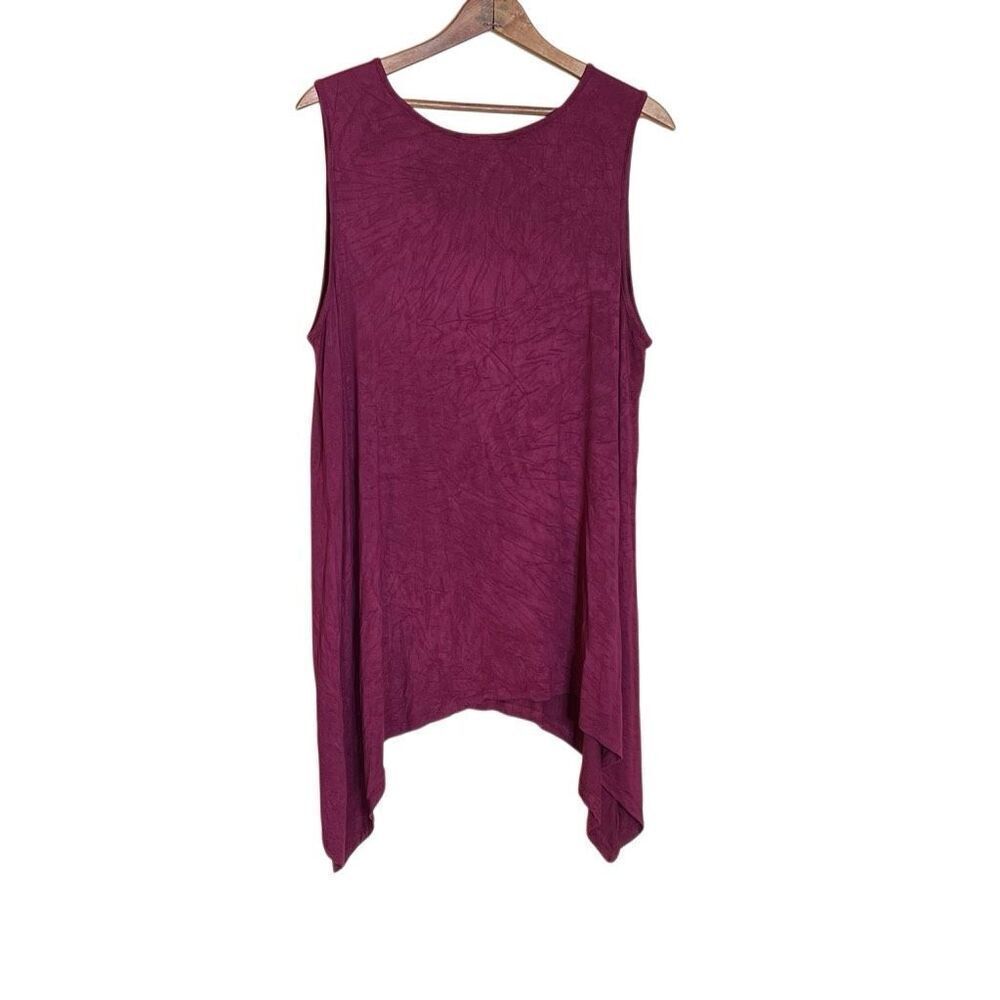 Lane Bryant Beaded Neck Sleeveless Sharkbite Tunic Tank Top Burgundy Size 18/20 - Picture 7 of 7